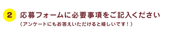 応募フォームに必要事項をご記入ください（アンケートにもお答えいただけると嬉しいです！）