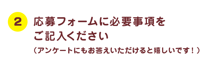 応募フォームに必要事項をご記入ください（アンケートにもお答えいただけると嬉しいです！）